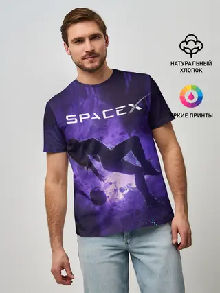 Мужская базовая футболка / Space X Girl in zero gravity