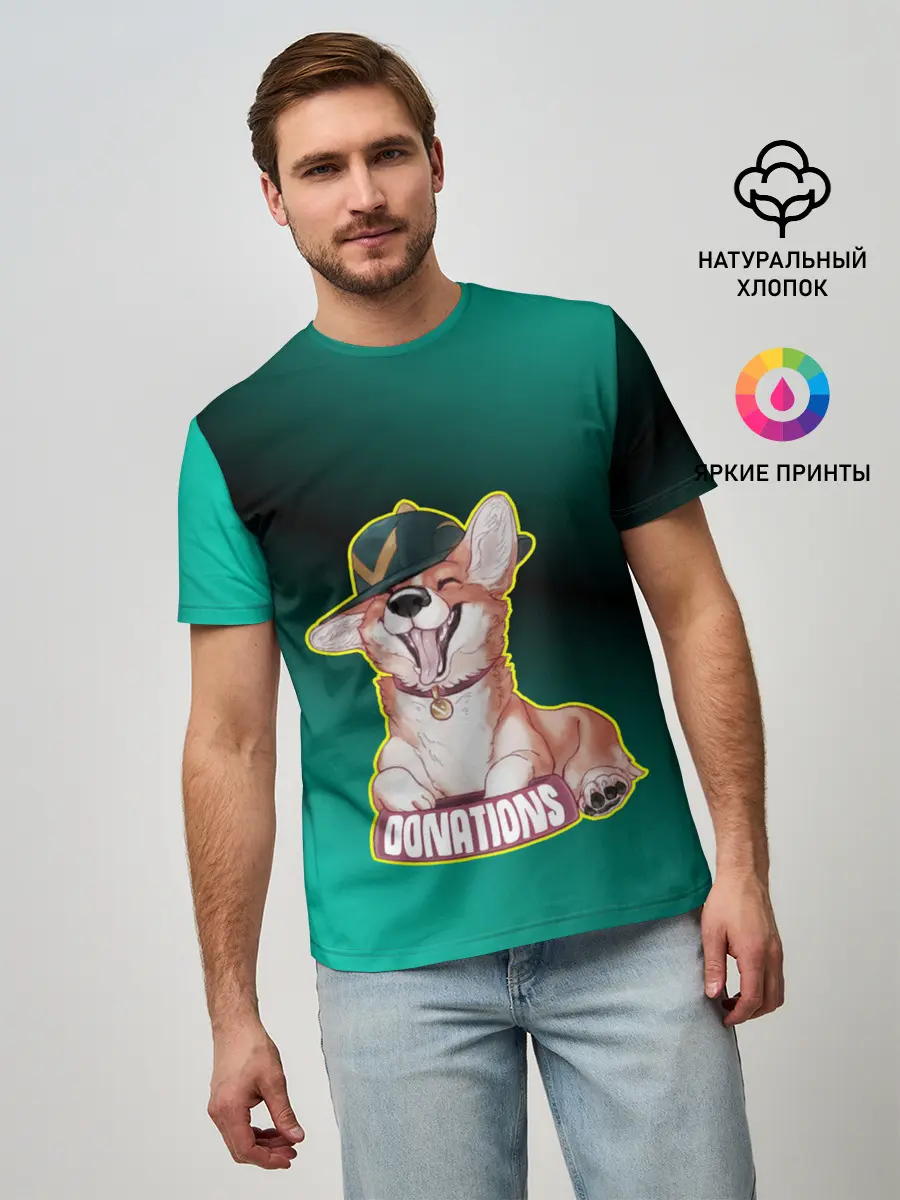 Мужская базовая футболка / корги
