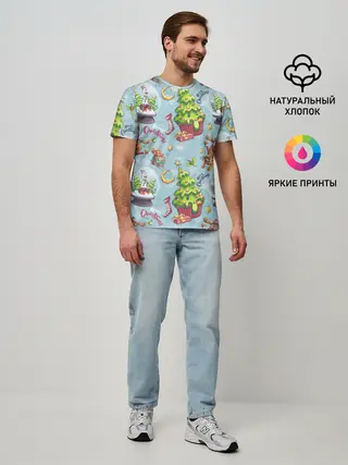 Мужская базовая футболка / Merry Christmas Pattern