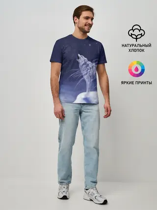 Мужская базовая футболка / WOLF WHITE
