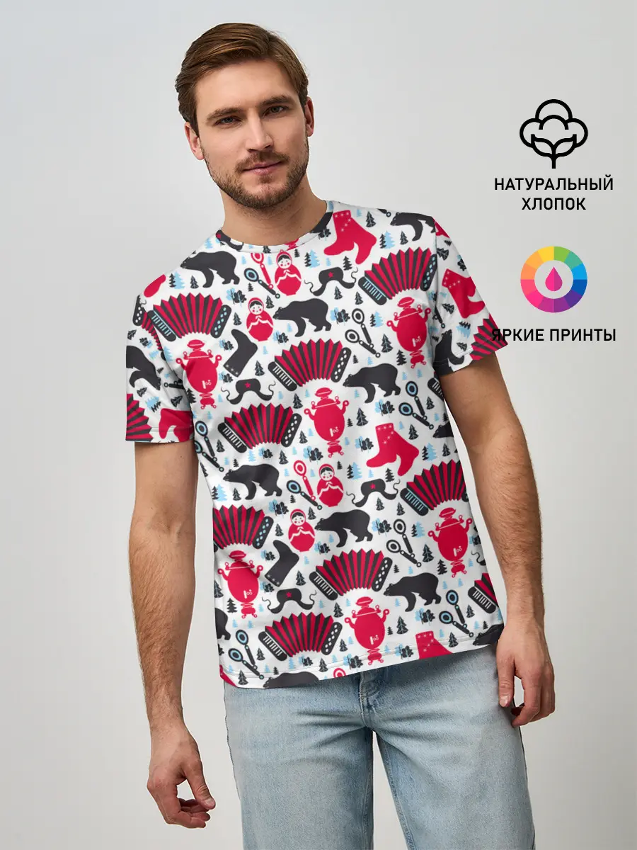 Мужская базовая футболка / Русский орнамент