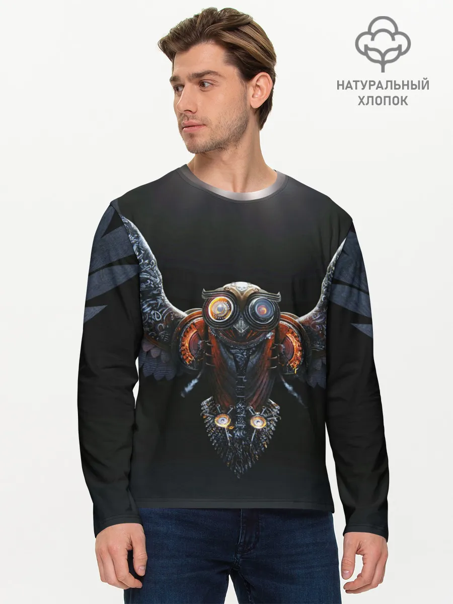 Мужской лонгслив базовый / Steampunk owl