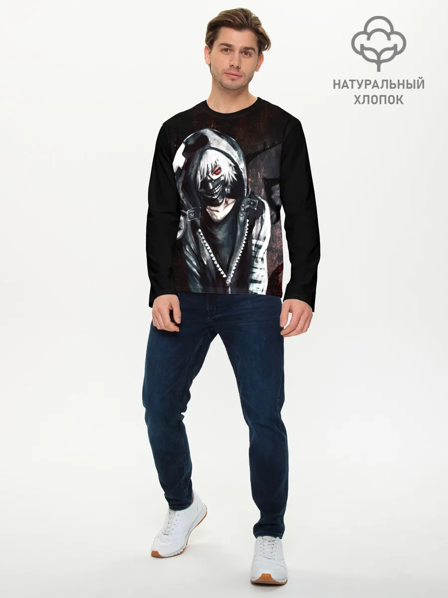 Мужской лонгслив базовый / Ken Kaneki в капюшоне