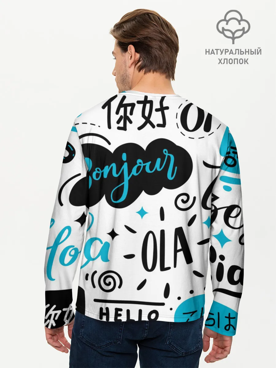 Мужской лонгслив базовый / Hello