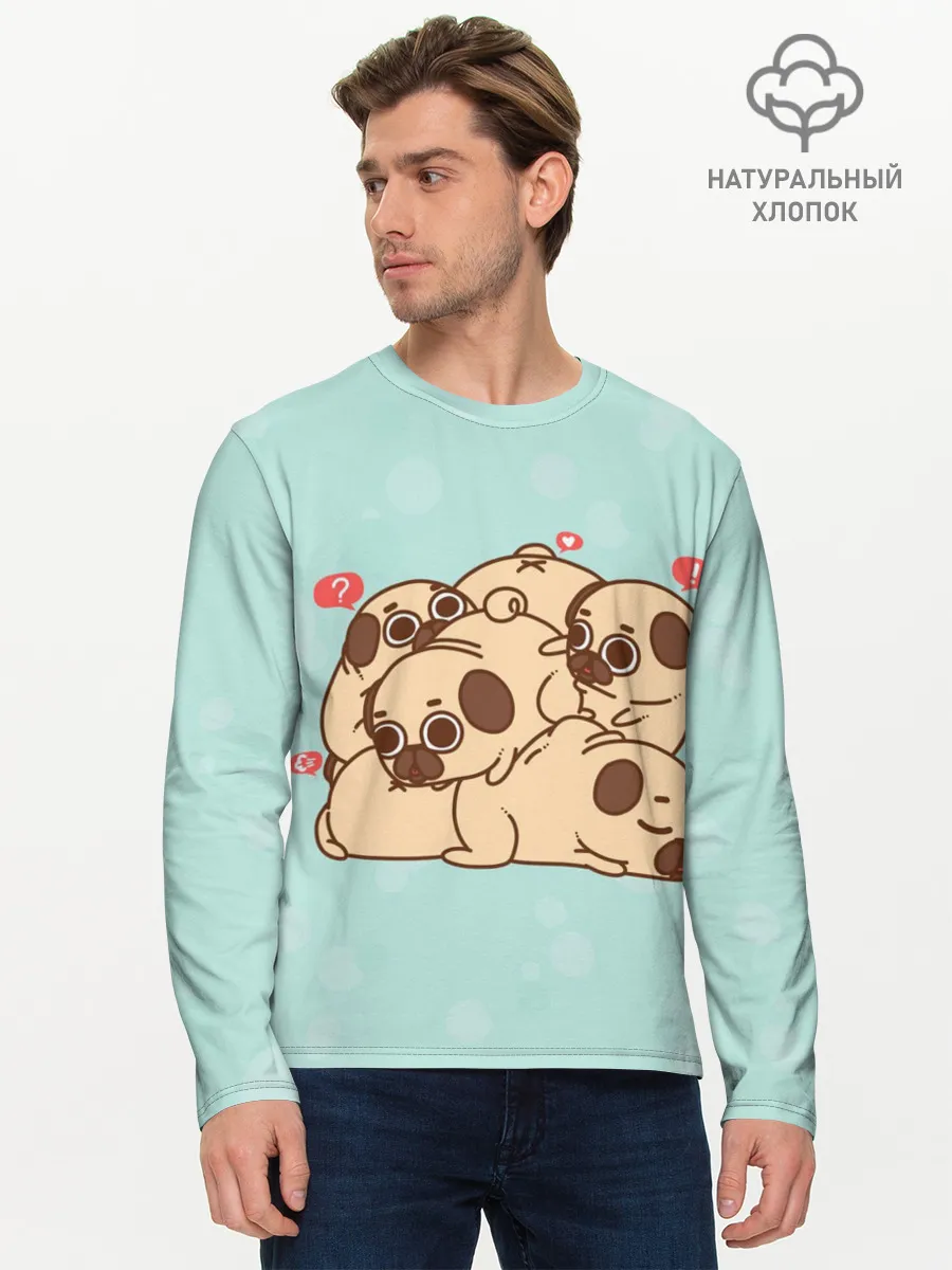 Мужской лонгслив базовый / Мопсы
