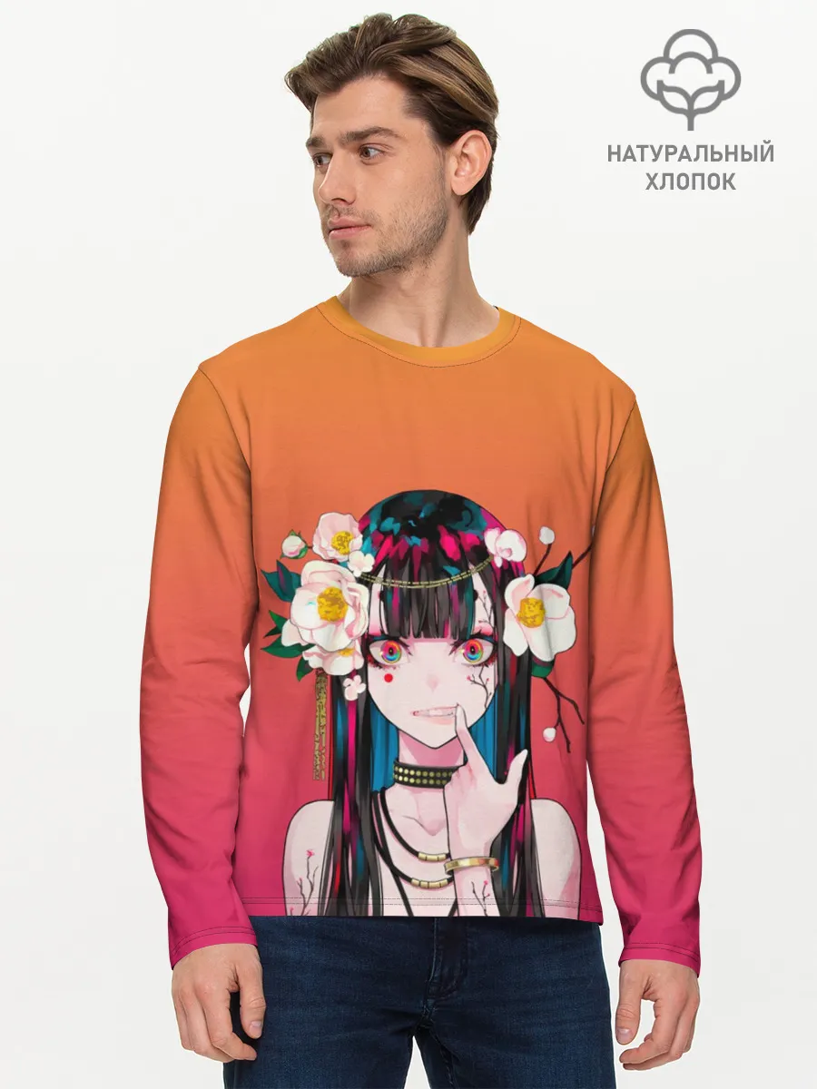Мужской лонгслив базовый / Девушка - сакура
