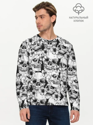 Мужской лонгслив базовый / Черепа