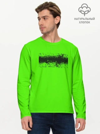 Мужской лонгслив базовый / Гранж зеленый