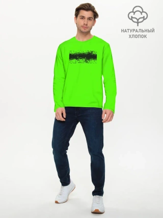 Мужской лонгслив базовый / Гранж зеленый