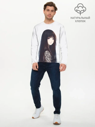 Мужской лонгслив базовый / Красивая аниме девушка