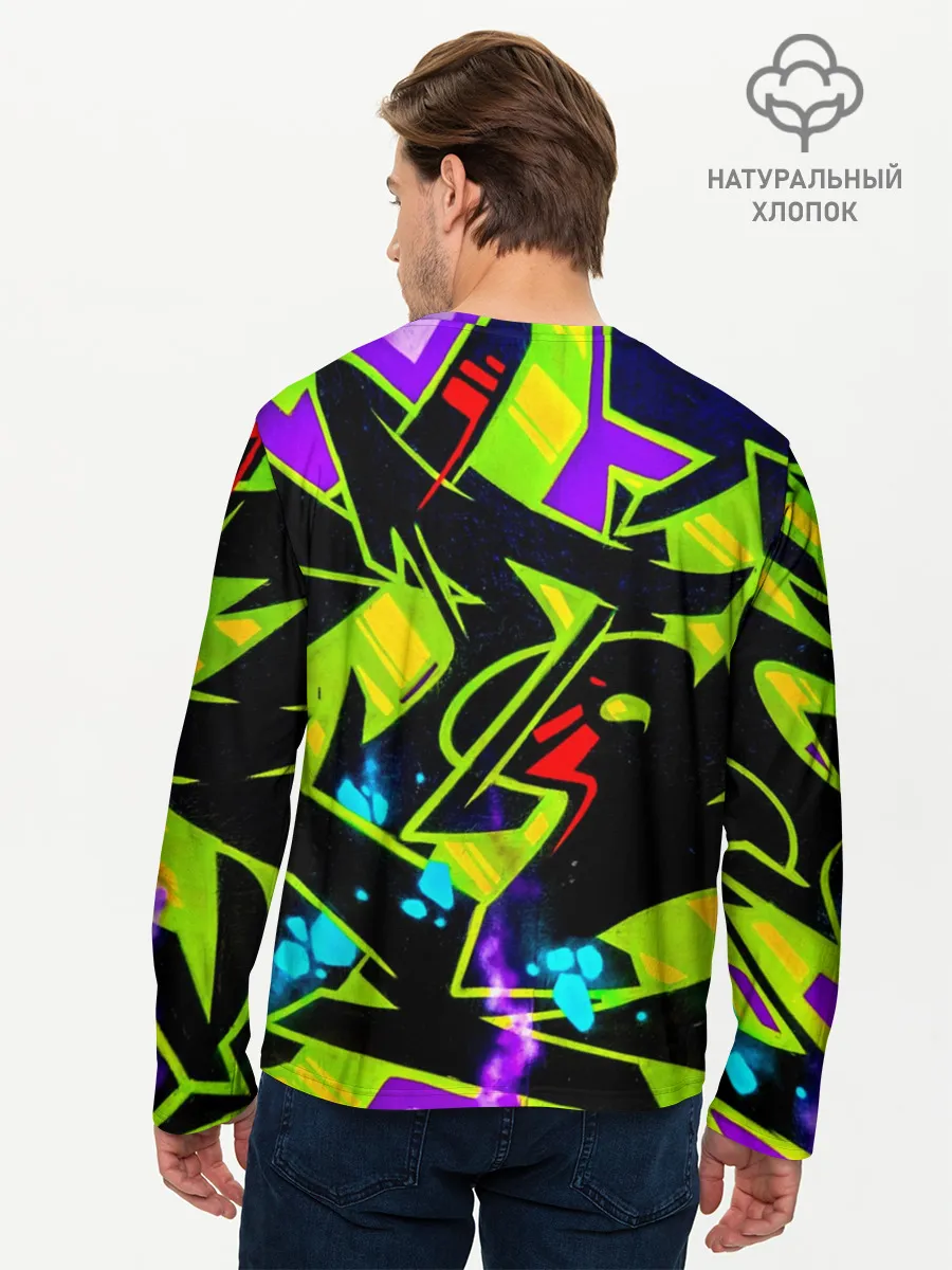 Мужской лонгслив базовый / Кислотное Граффити