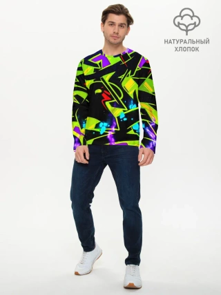 Мужской лонгслив базовый / Кислотное Граффити