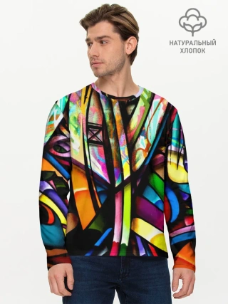 Мужской лонгслив базовый / Красочное граффити