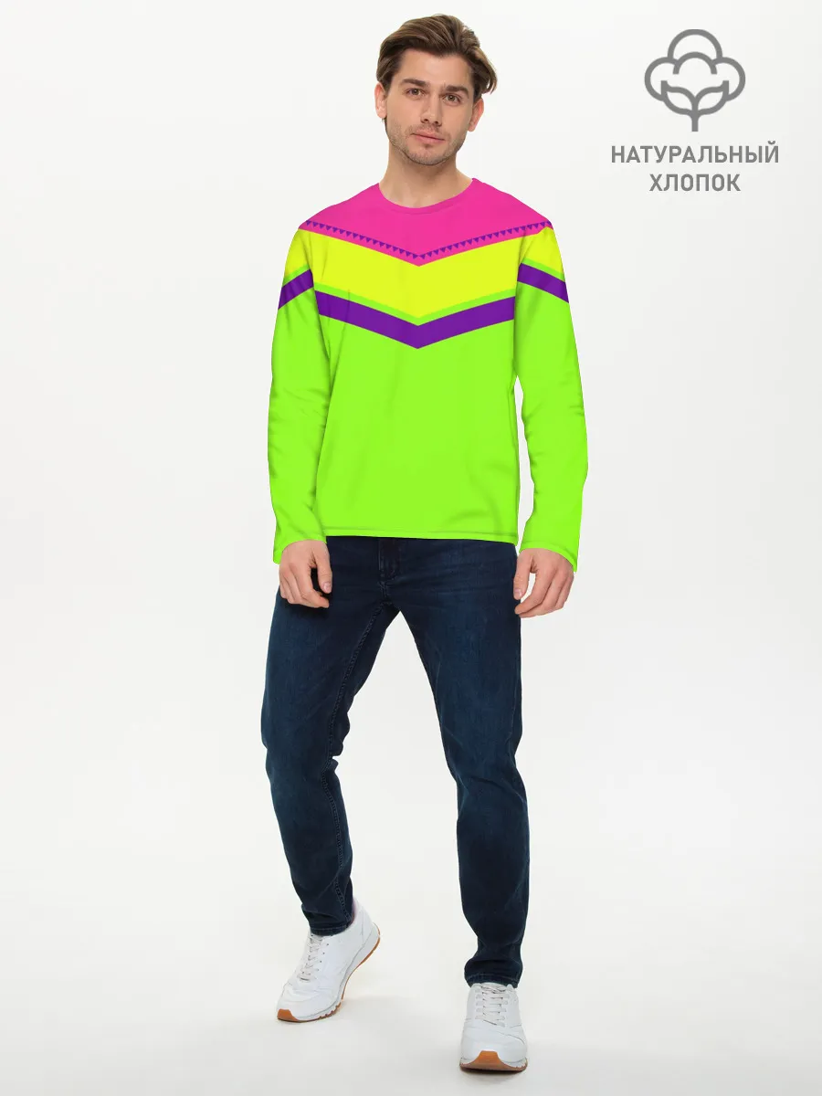 Мужской лонгслив базовый / Цветные треугольники_ салатовы