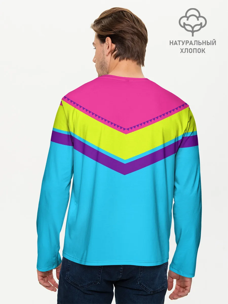 Мужской лонгслив базовый / Цветные треугольники_голубой