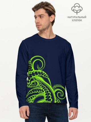 Мужской лонгслив базовый / Кислотный осьминожка