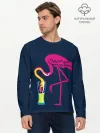 Мужской лонгслив базовый / Кислотный фламинго