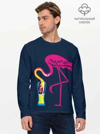 Мужской лонгслив базовый / Кислотный фламинго