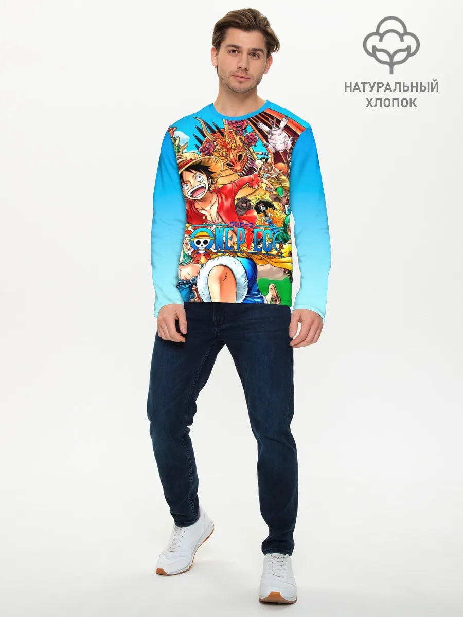 Мужской лонгслив базовый / куча мала One Piece