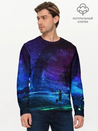 Мужской лонгслив базовый / Парень и космос