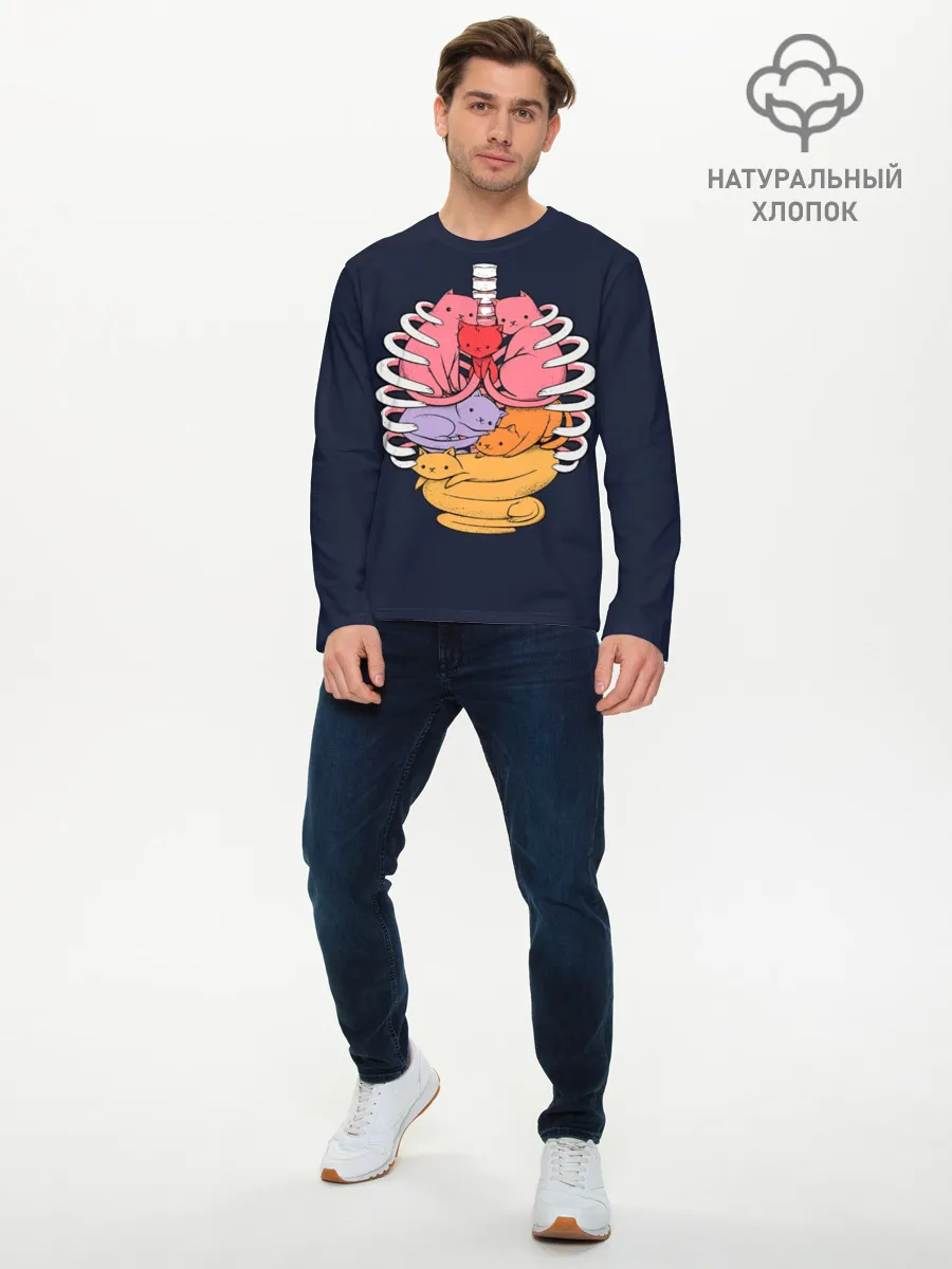 Мужской лонгслив базовый / Внутри Меня Котики