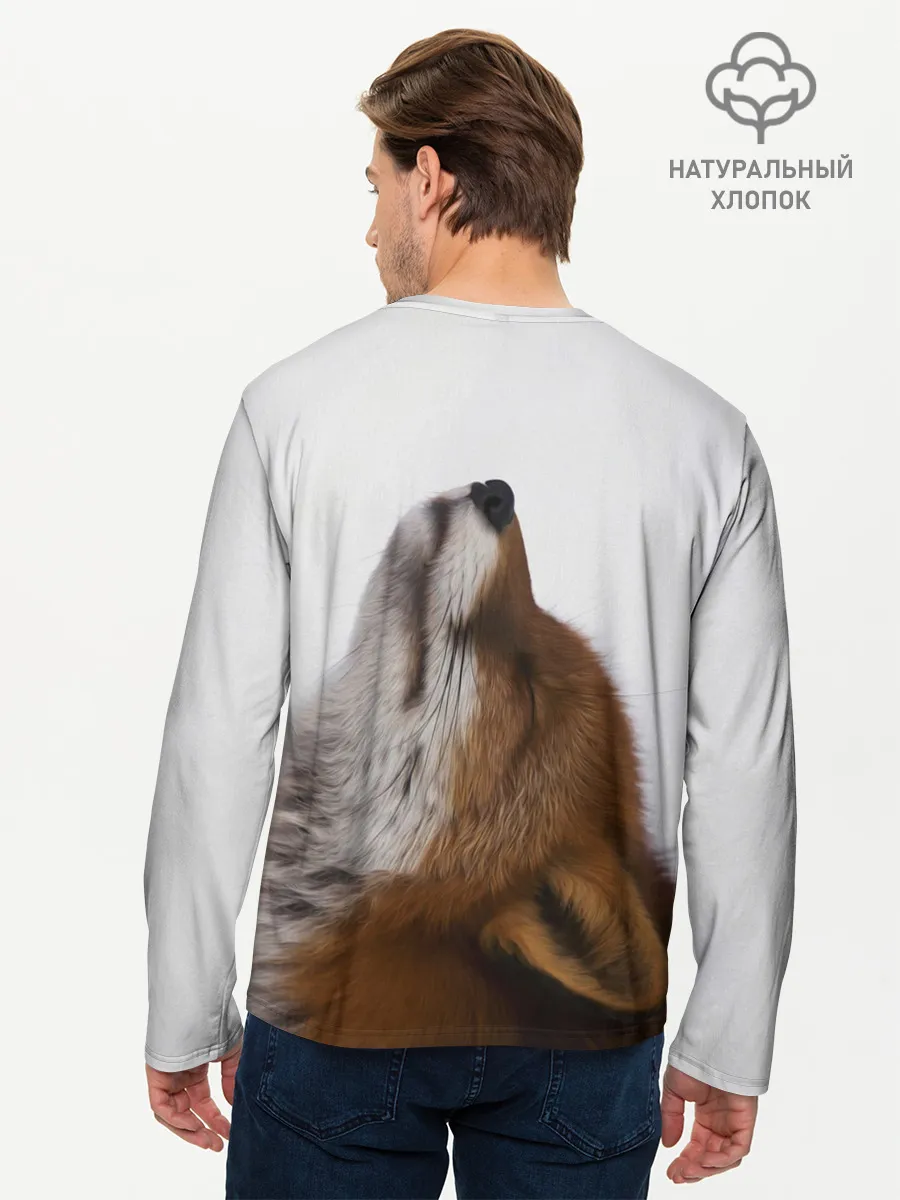 Мужской лонгслив базовый / Лиса Главное фыр-фыр