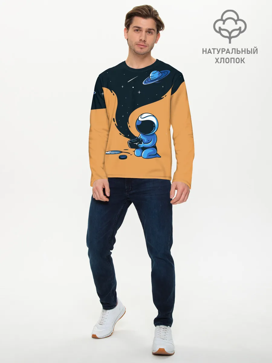 Мужской лонгслив базовый / Космонавт и чернила