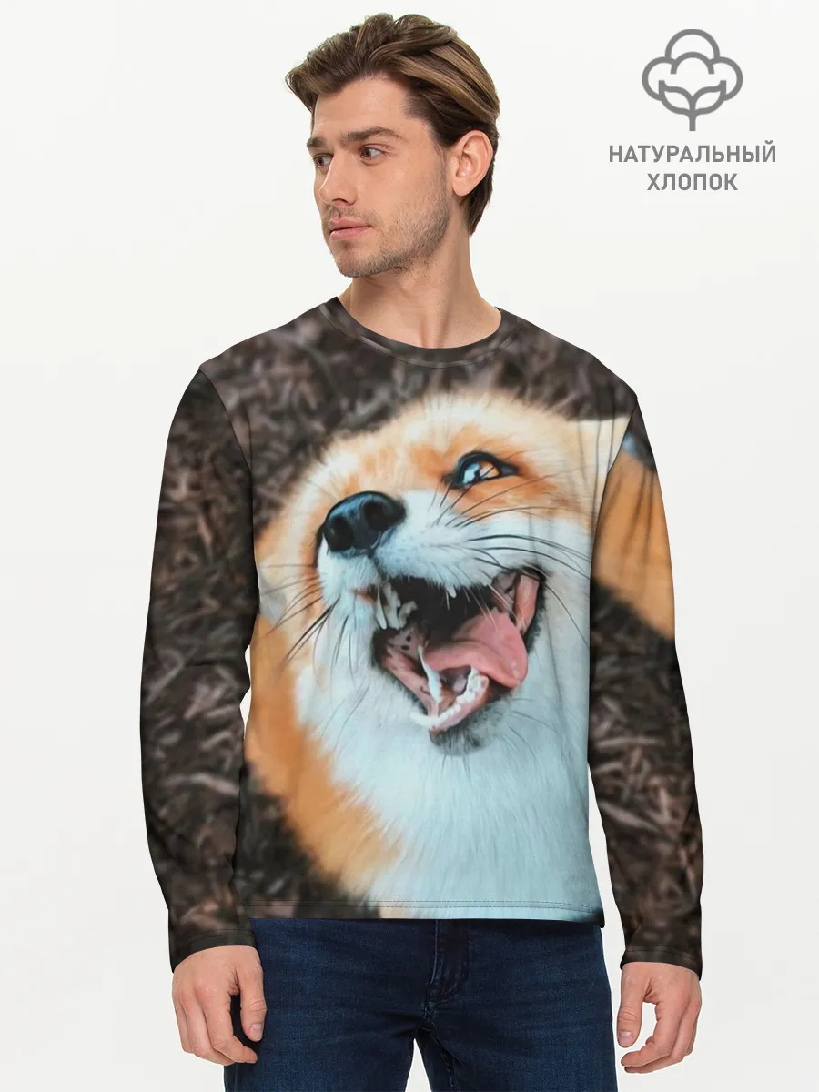 Мужской лонгслив базовый / Довольная лиса