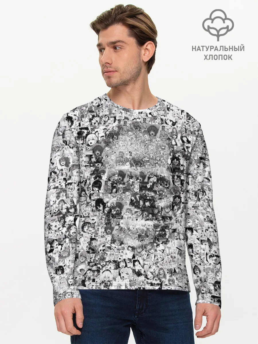 Мужской лонгслив базовый / Череп из ахегао