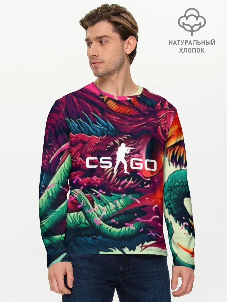 Мужской лонгслив базовый / CS GO hyper beast skin