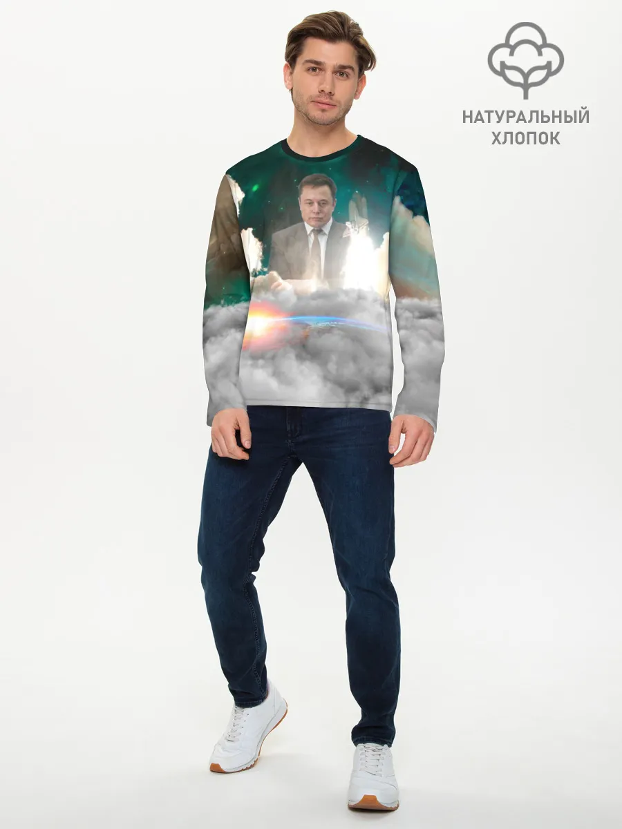 Мужской лонгслив базовый / Elon Musk Thinker