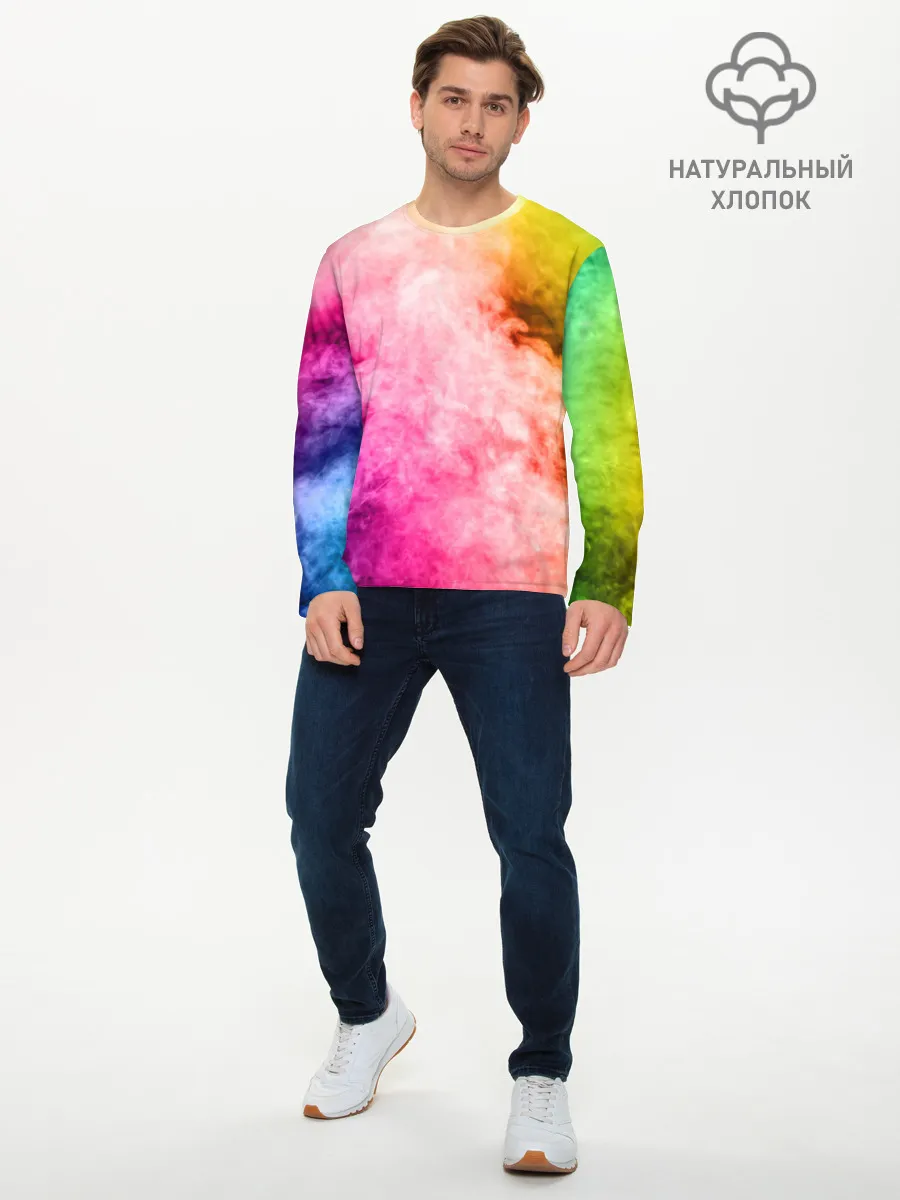 Мужской лонгслив базовый / Радужный дым