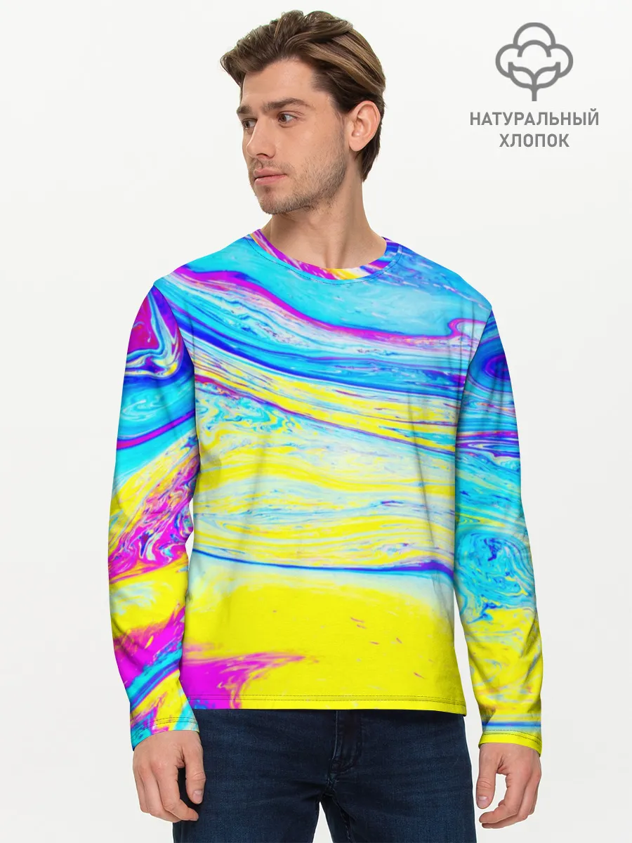 Мужской лонгслив базовый / Разводы красок