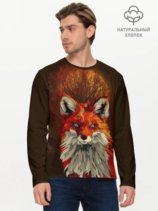 Мужской лонгслив базовый / Лисичка и яркая луна