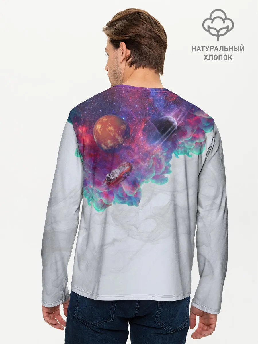 Мужской лонгслив базовый / Илон Маск курит космос