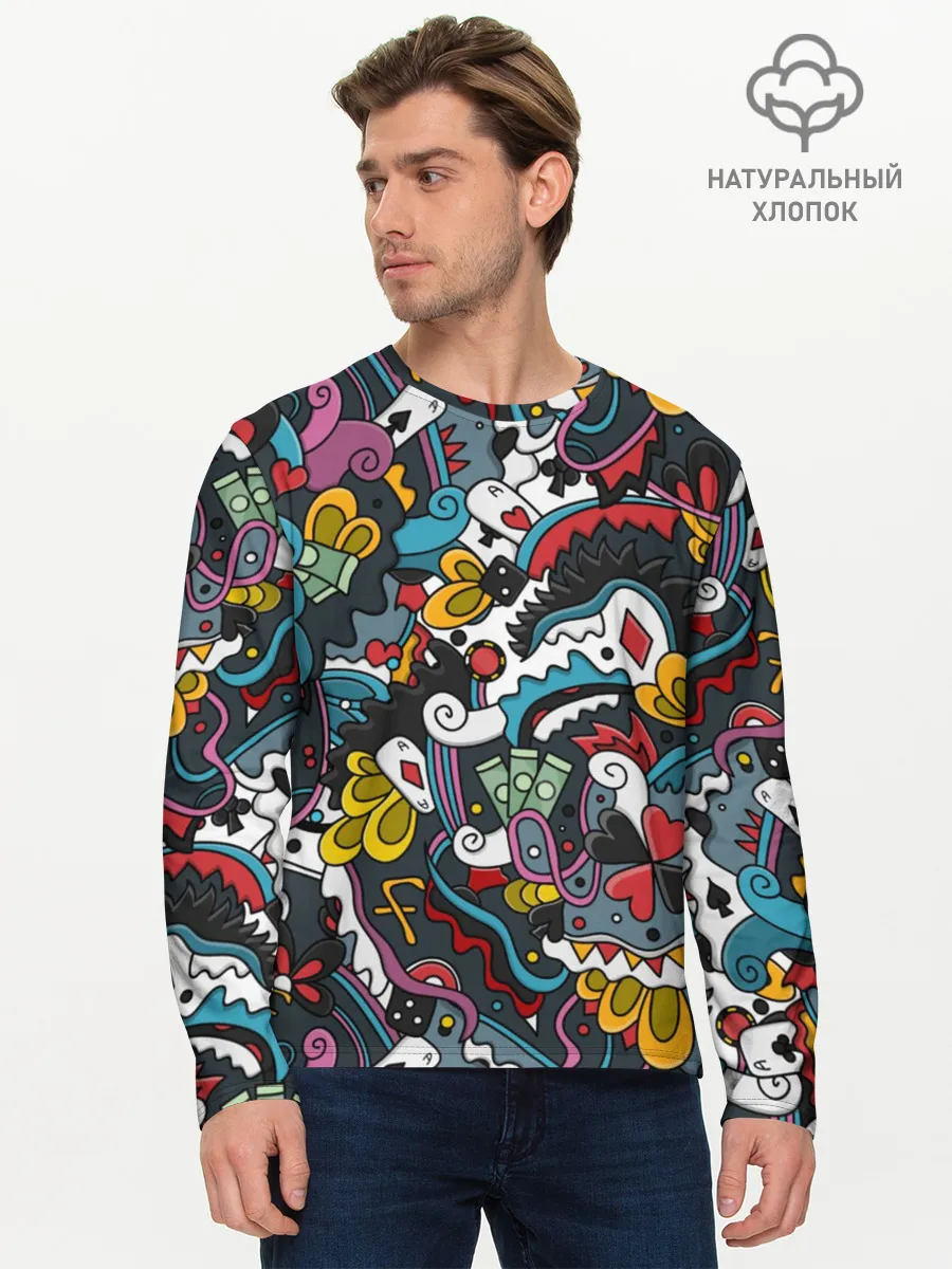 Мужской лонгслив базовый / Покерный коллаж