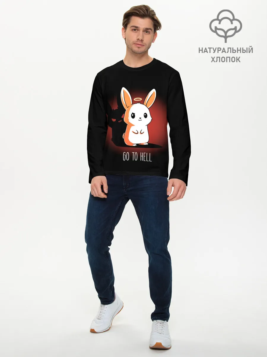 Мужской лонгслив базовый / Go to hell
