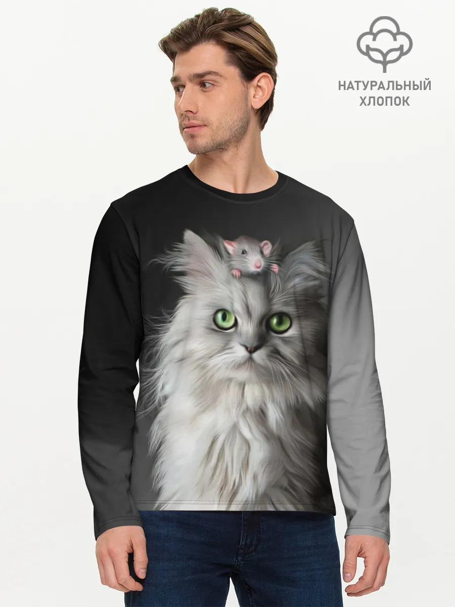 Мужской лонгслив базовый / Кот и мышка