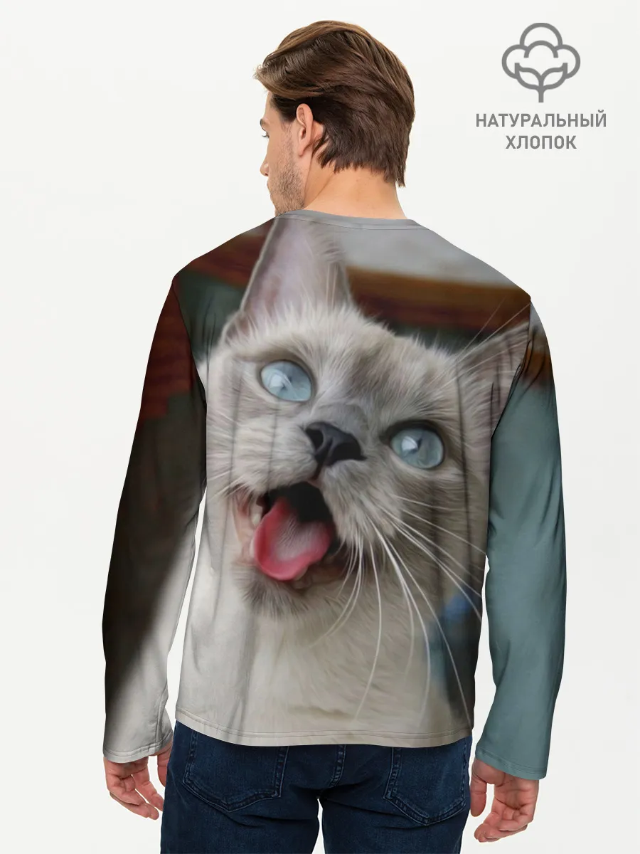 Мужской лонгслив базовый / Сиамский котенок