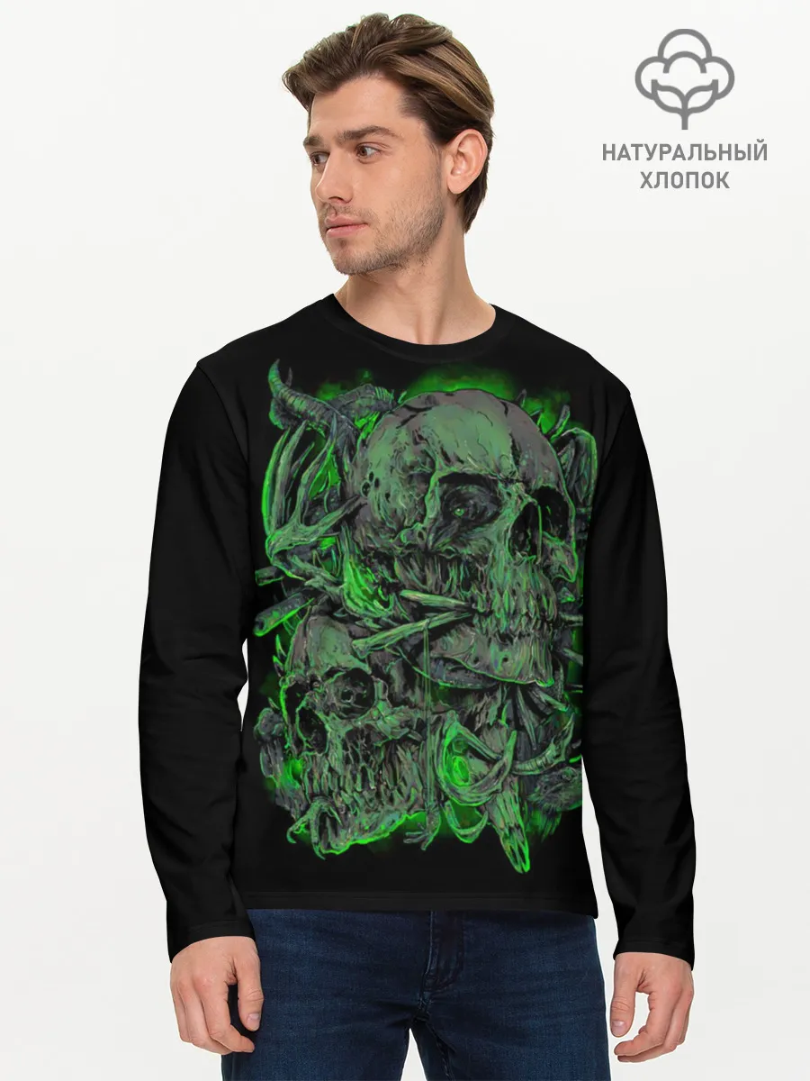 Мужской лонгслив базовый / Черепа