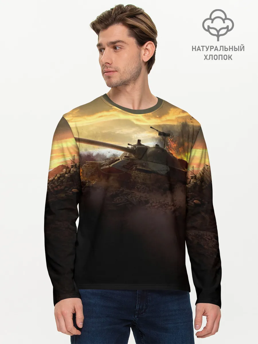 Мужской лонгслив базовый / танк на закате