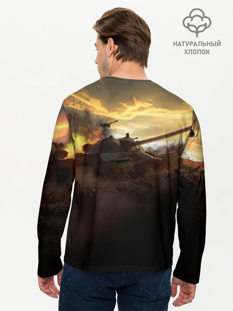 Мужской лонгслив базовый / танк на закате