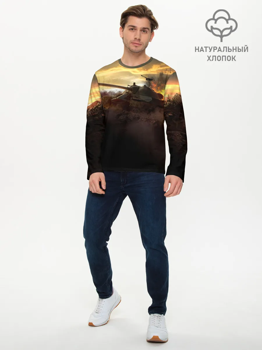 Мужской лонгслив базовый / танк на закате
