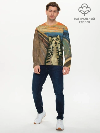 Мужской лонгслив базовый / Крик котика