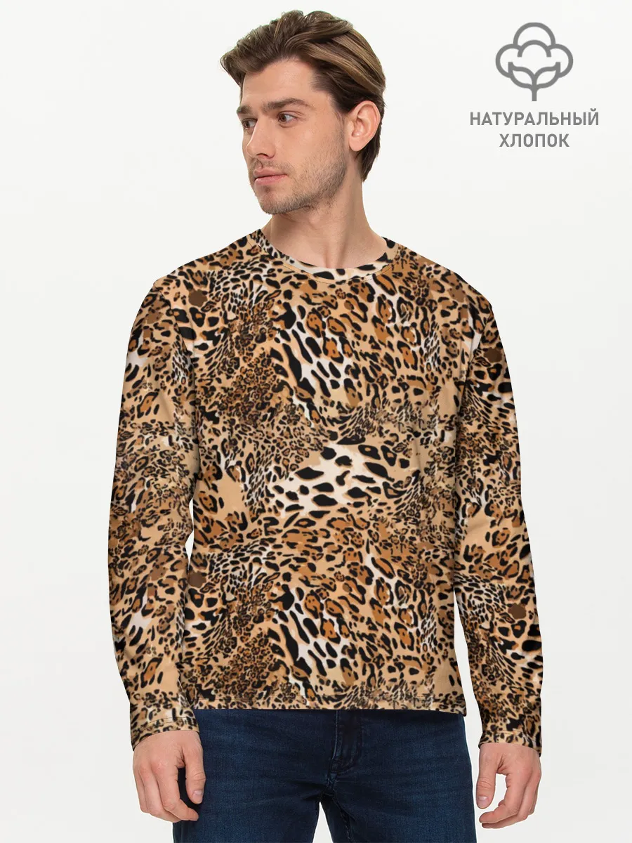 Мужской лонгслив базовый / Леопард
