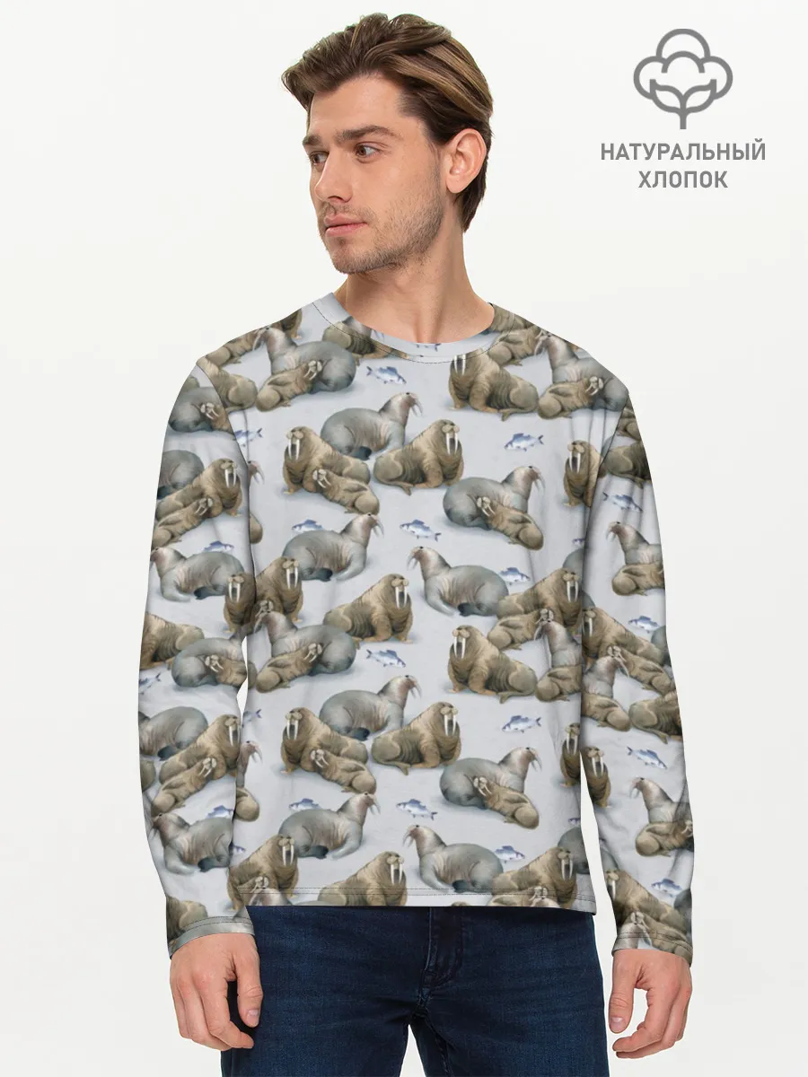 Мужской лонгслив базовый / Моржи
