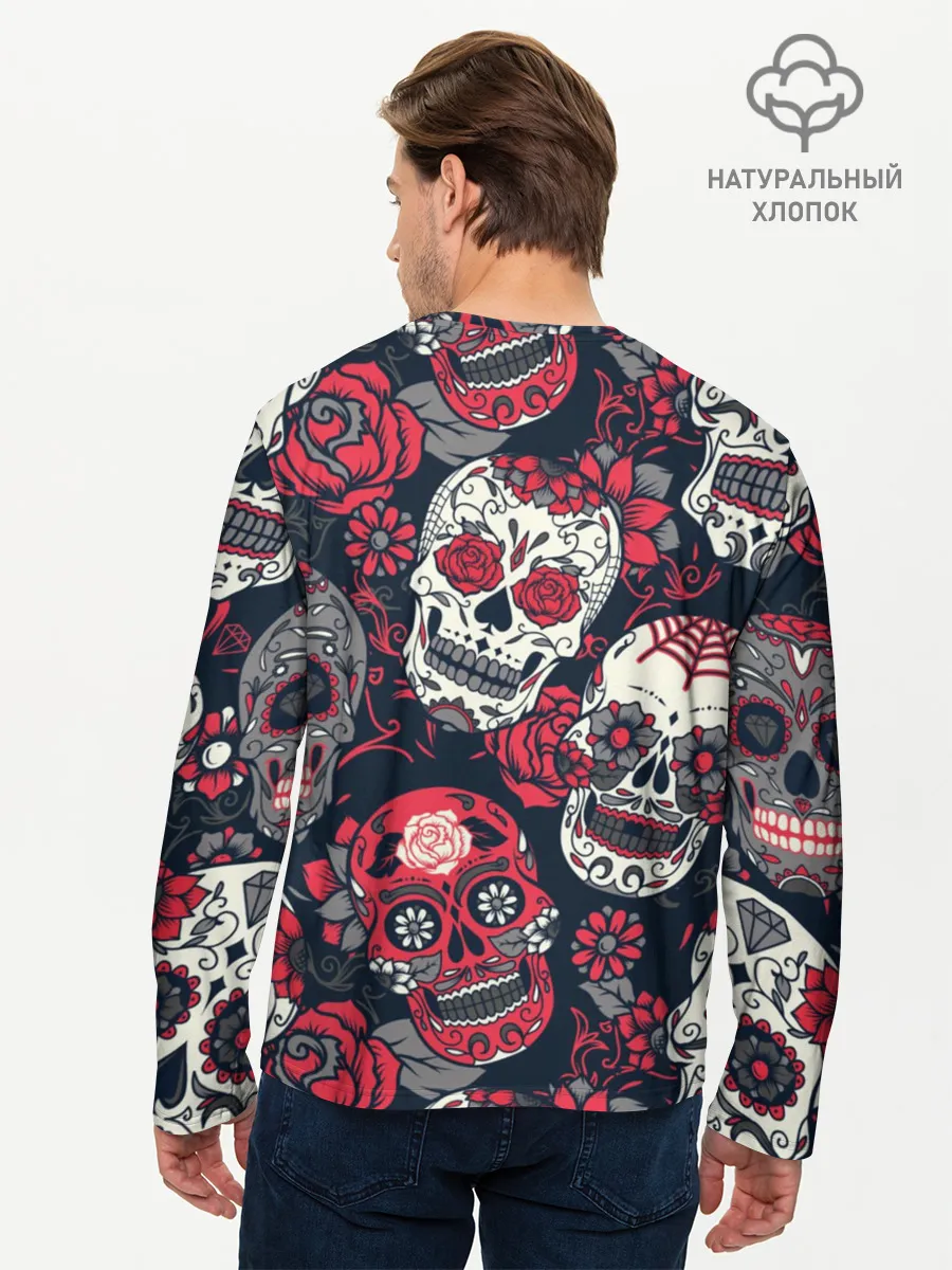 Мужской лонгслив базовый / Мексиканские черепа