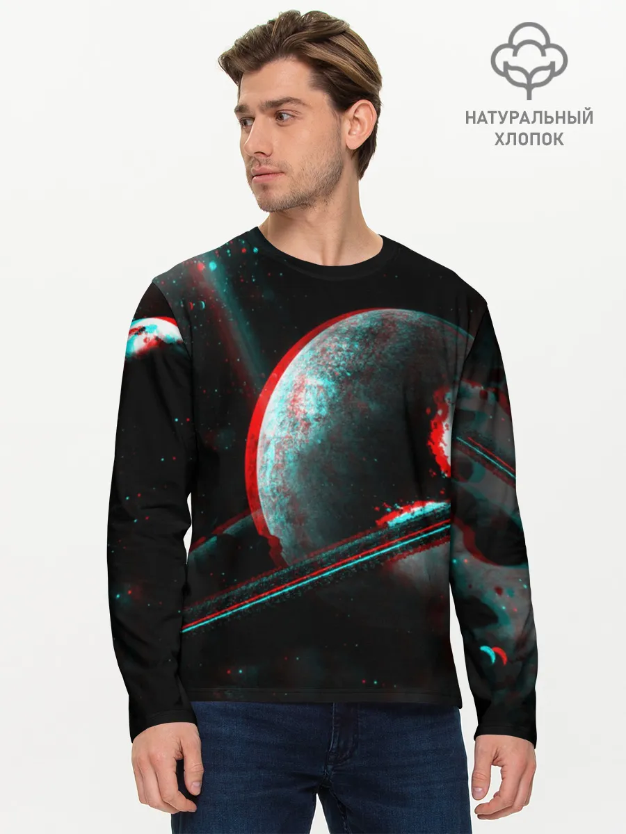 Мужской лонгслив базовый / Cosmos Glitch