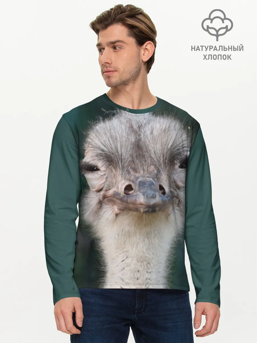 Мужской лонгслив базовый / Подозрительный страус