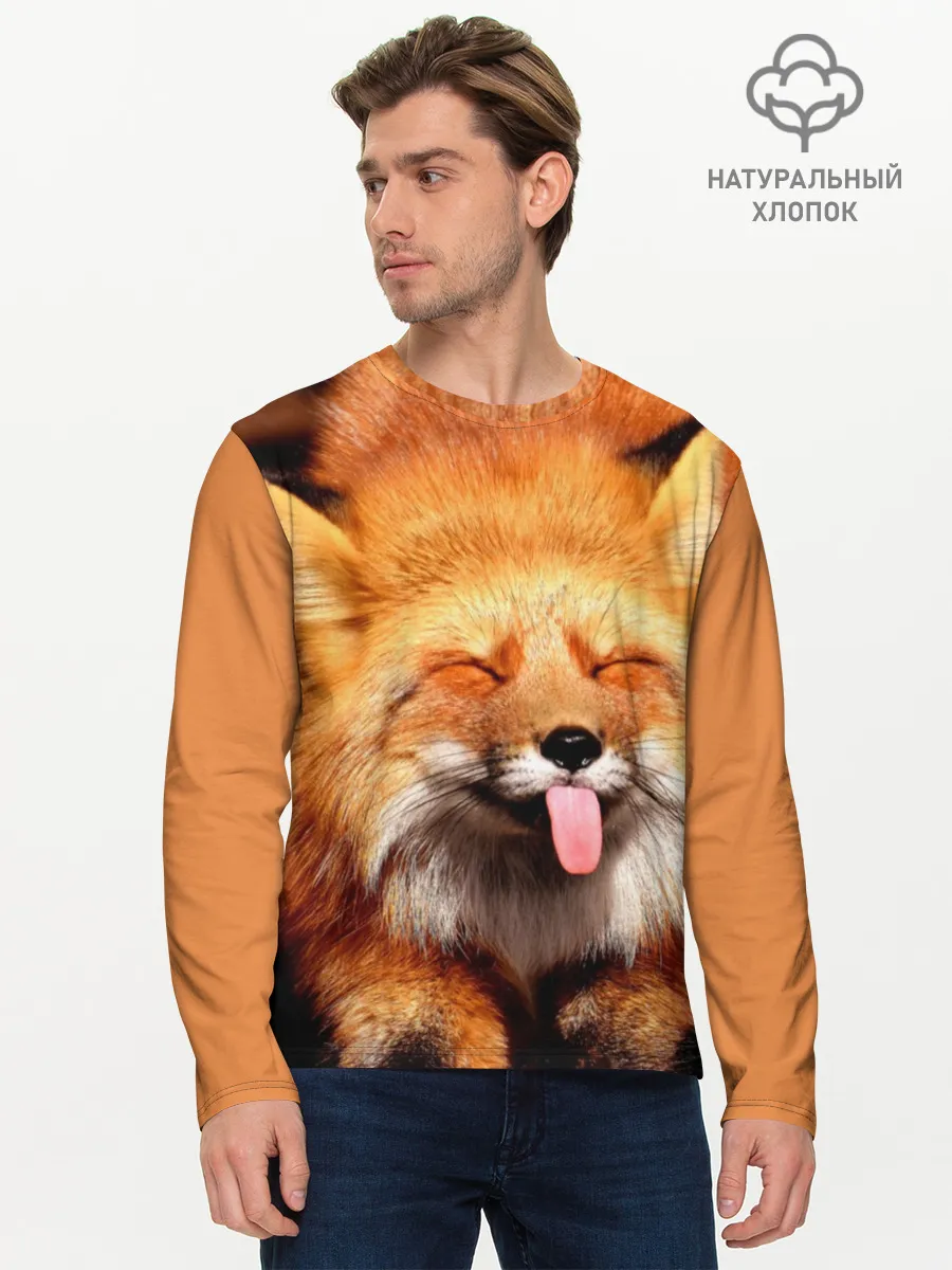 Мужской лонгслив базовый / Лиса с языком